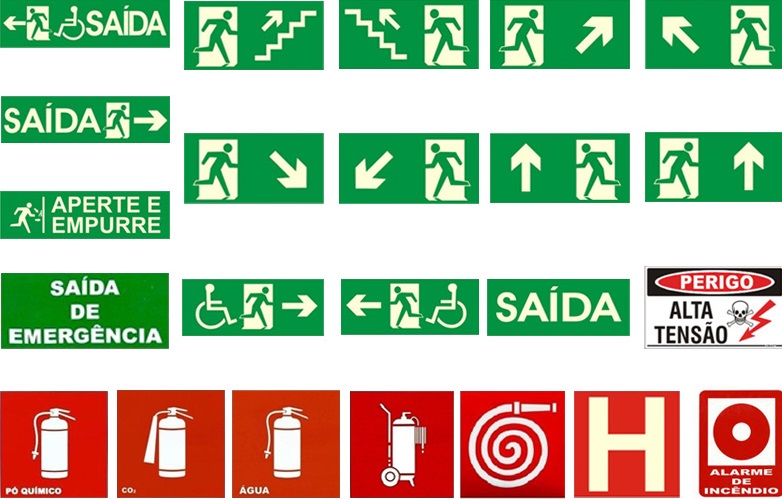 placas de sinalização de emergência